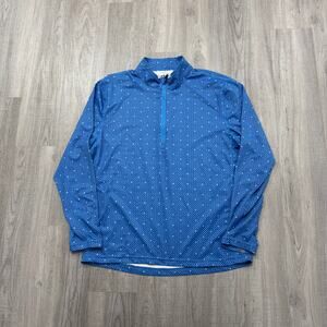 1764 1/4 Zip Pullover Mens Large Blue Stretch Performance Geometric Golf Golfing